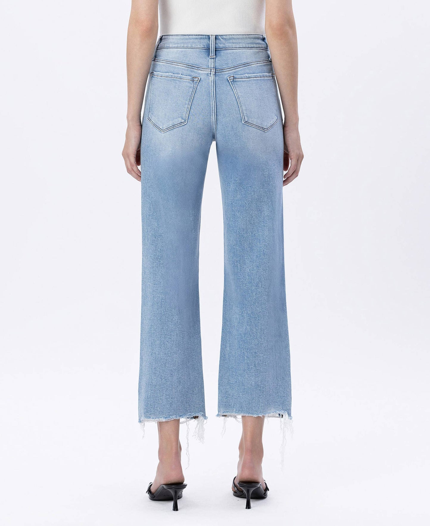 Flying Monkey - HIGH RISE DISTRESSED CROP SLIM WIDE JEANS