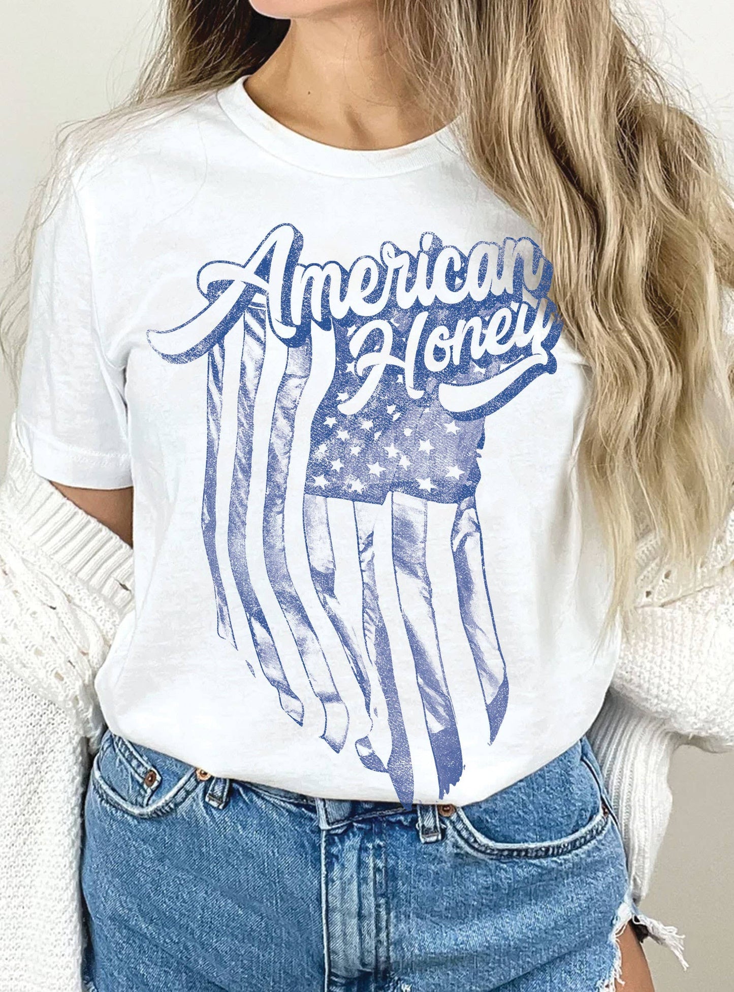 AMERICAN FLAG HONEY GRAPHIC TSHIRTS