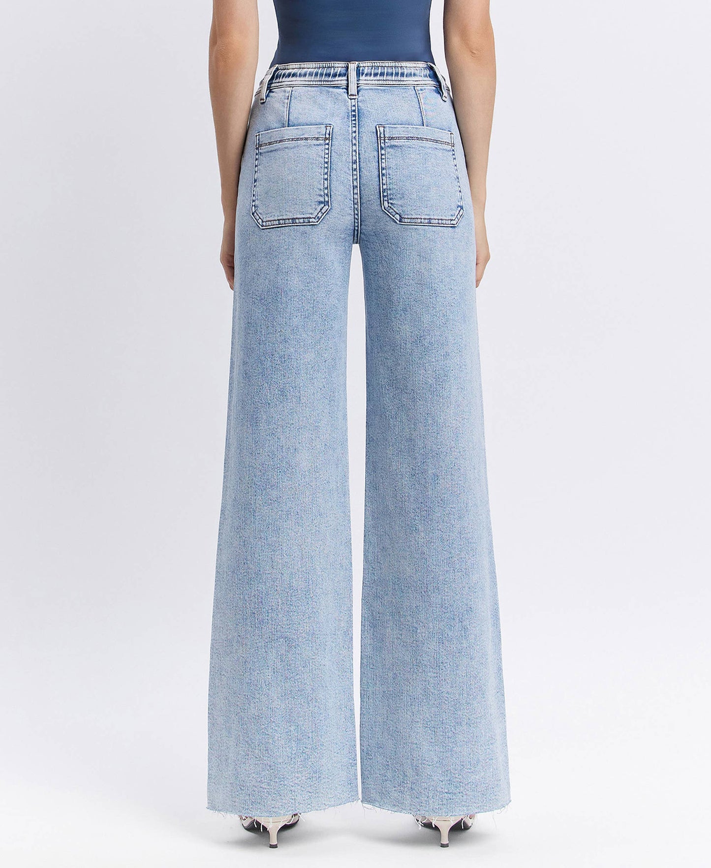 Flying Monkey- High Rise Drawstring Waistband Wide Leg Jeans