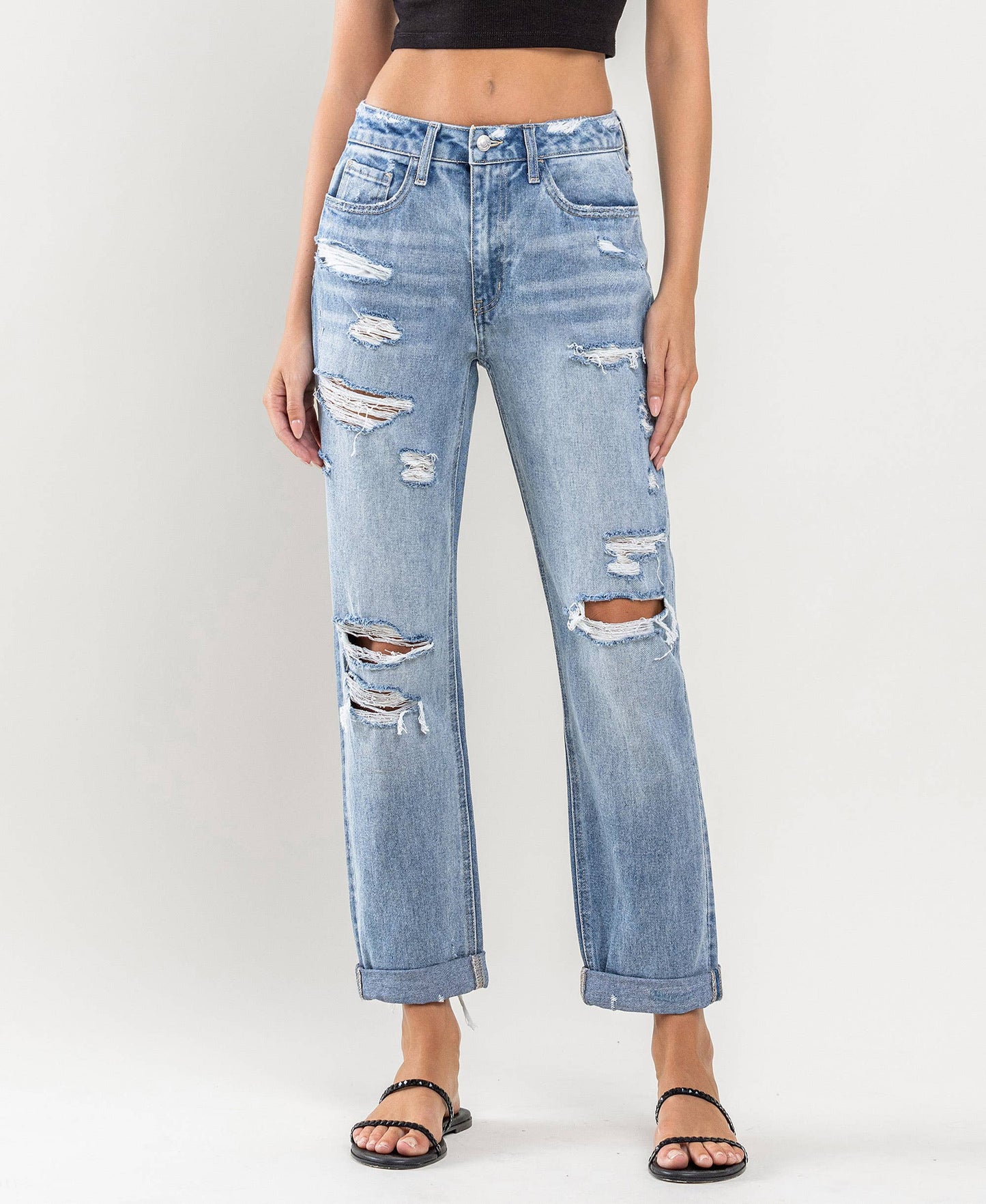 Flying Monkey - HIGH RISE CUFFED BOYFRIEND JEANS