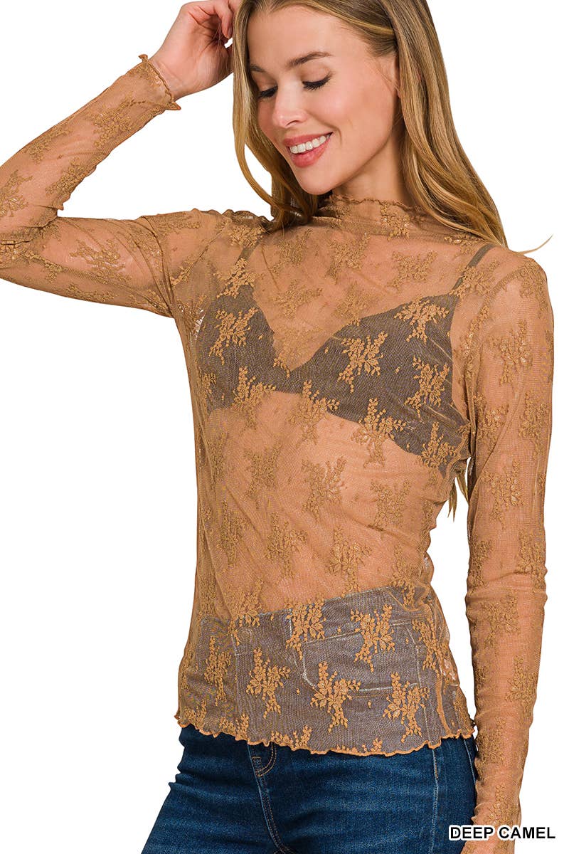Lace See-through Layering Stretch Top