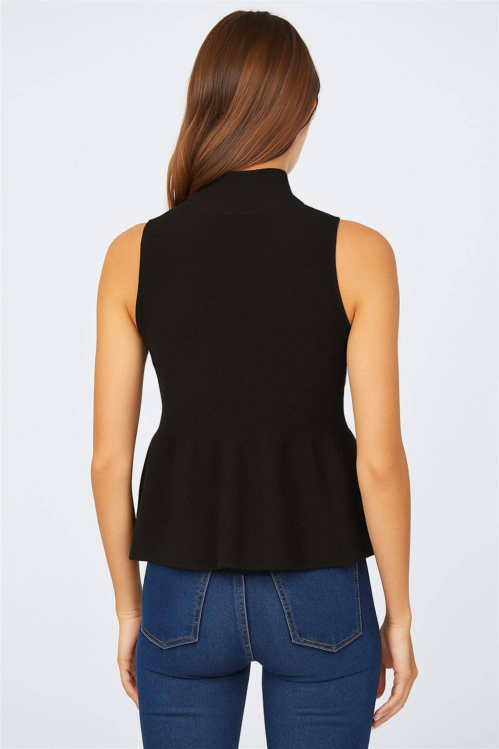 MOCK NECK PEPLUM SWEATER TANK FW15604