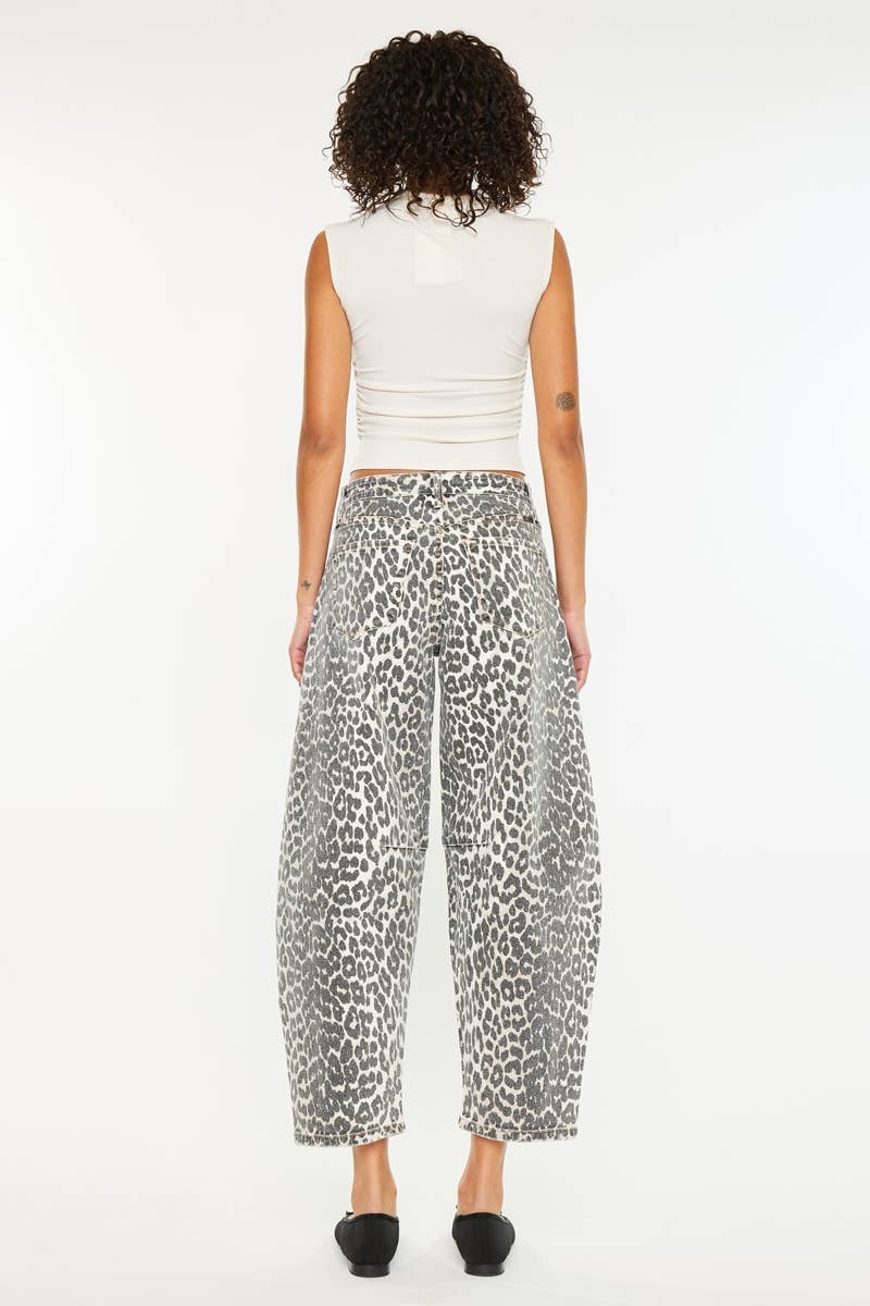 Kan Can USA- High Rise Leopard Horseshoe Jeans
