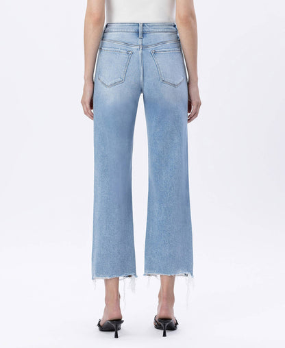 Flying Monkey - HIGH RISE DISTRESSED CROP SLIM WIDE JEANS