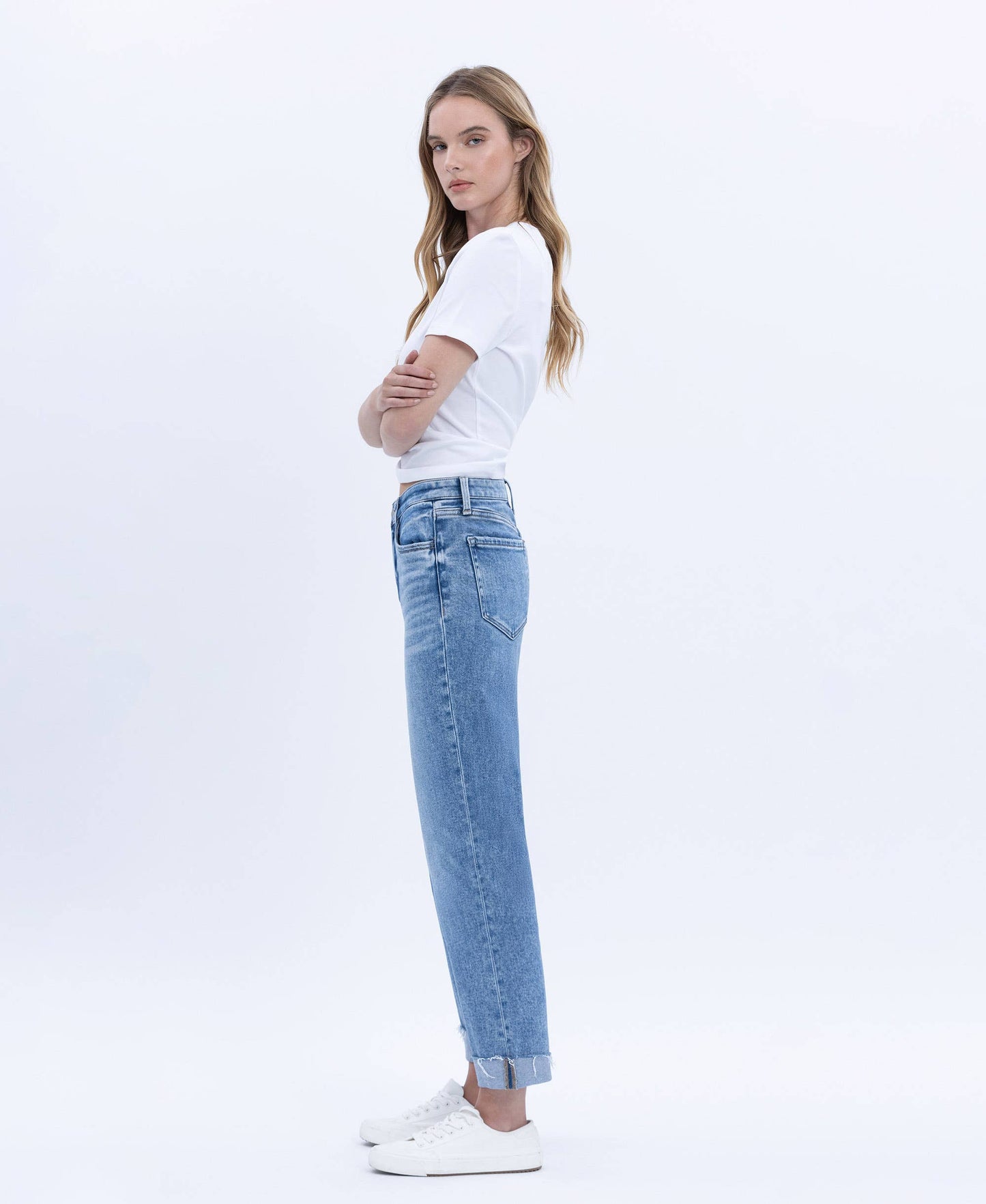 Flying Monkey- High Rise Cuffed Cropped Straight Jeans