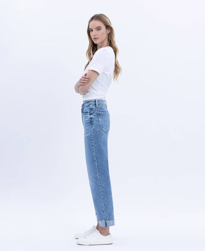 Flying Monkey- High Rise Cuffed Cropped Straight Jeans