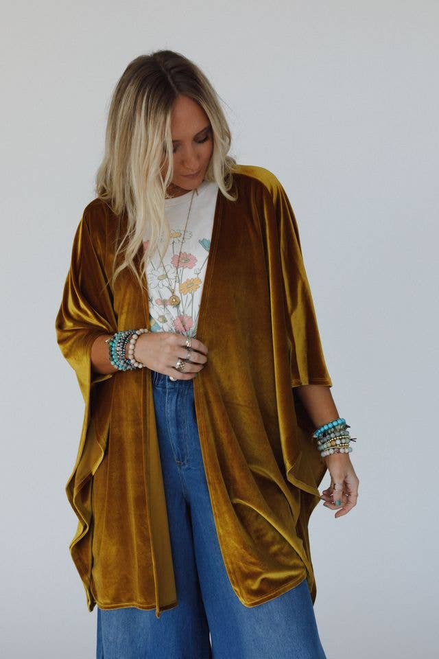 Savoy Velvet Kimono - Marigold