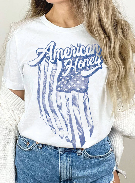 AMERICAN FLAG HONEY GRAPHIC TSHIRTS
