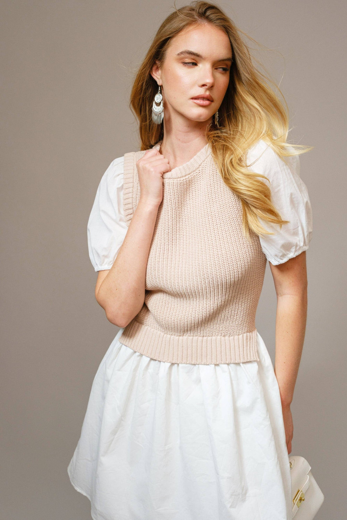 Puff Sleeve Sweater Mini Dress