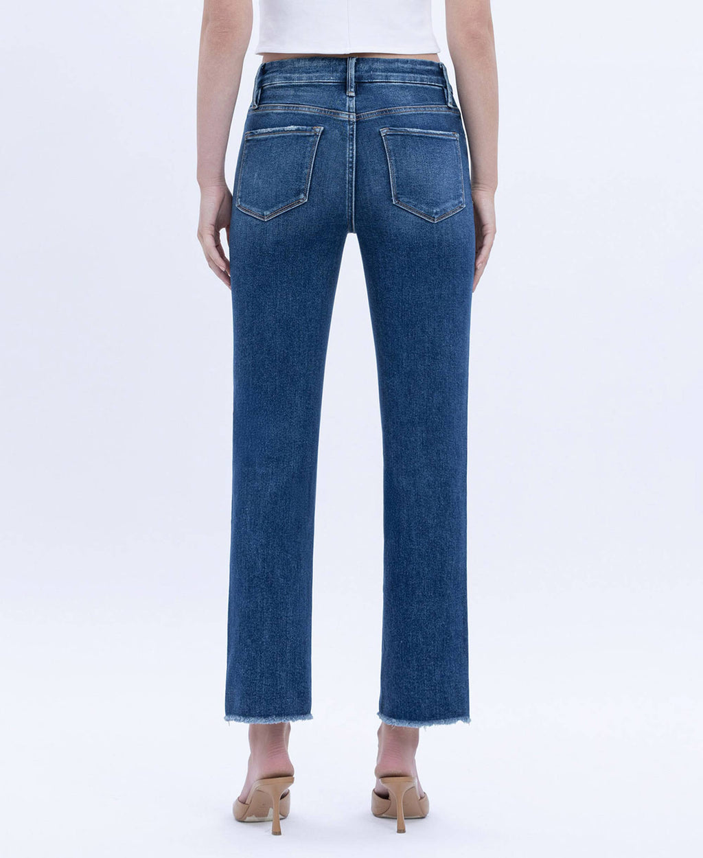Flying Monkey High Rise Raw Slant Hem Slim Straight Jeans