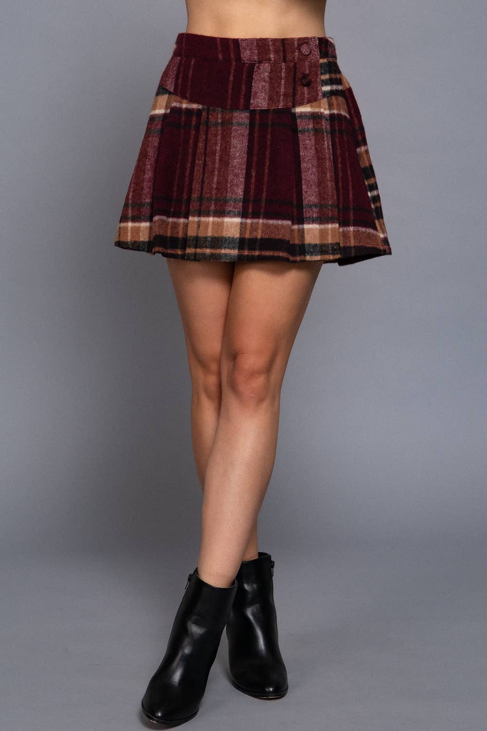 Pleated Plaid Skirt
