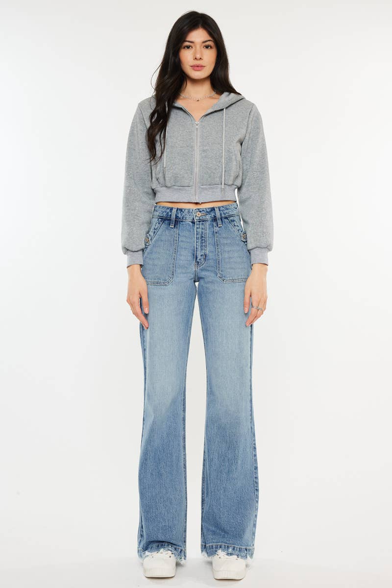 Kan can - high rise wide flare jeans