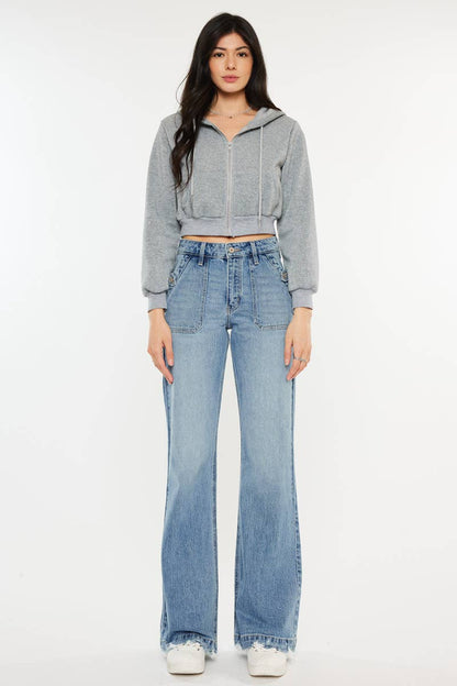 Kan can - high rise wide flare jeans