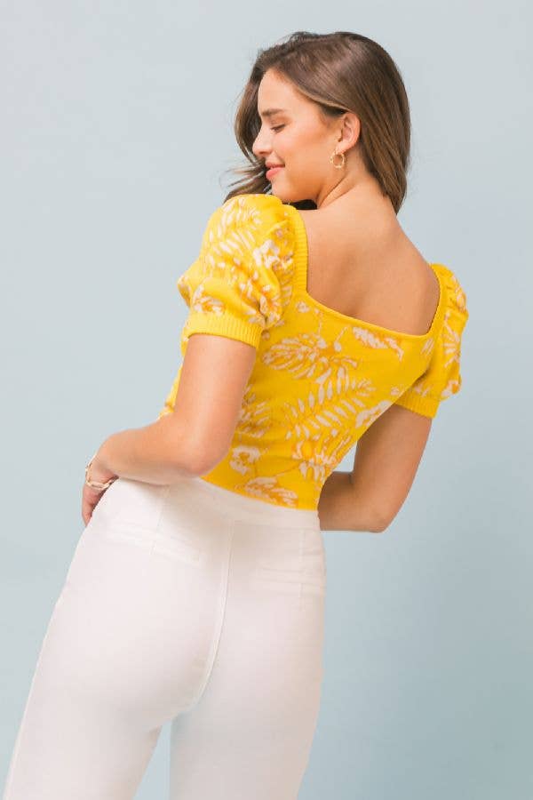 A jacquard sweater knit top