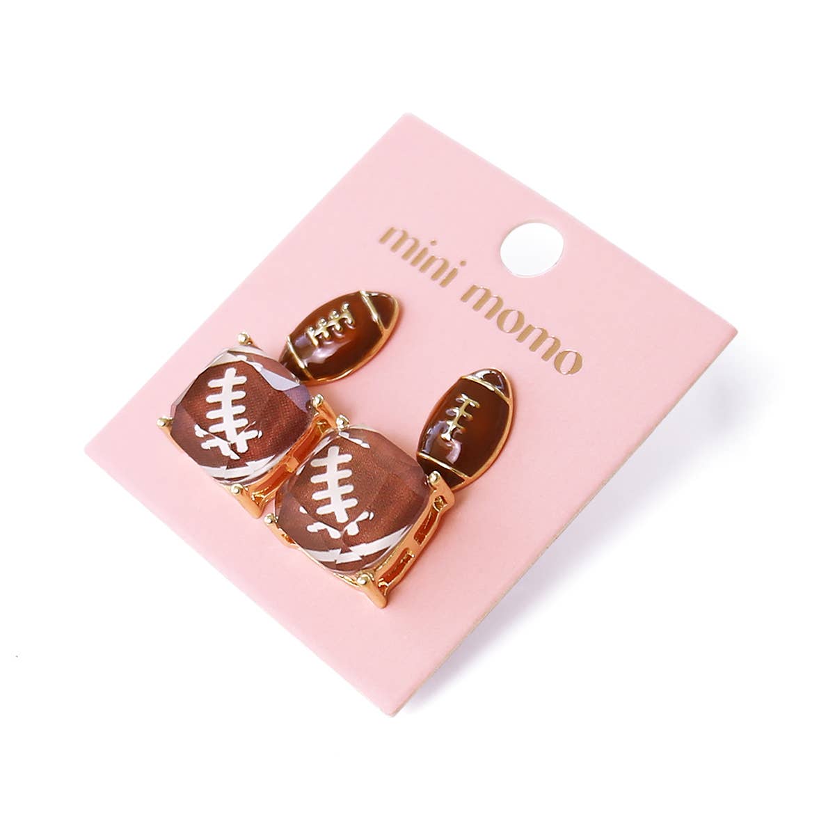 Sports Earrings Game Day Cushion Square Studs Set - Football