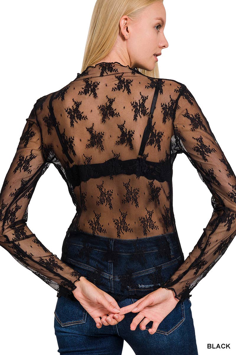 Lace See-through Layering Stretch Top