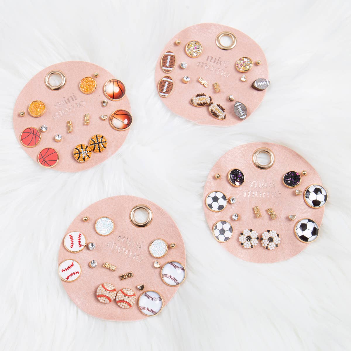 Sports Stud Earrings for Women - Basketball Assorted Set