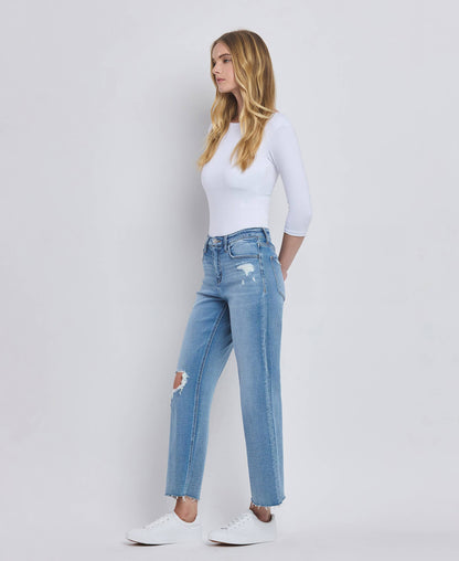 Flying Monkey- HIGH RISE CROP SLIM WIDE JEANS