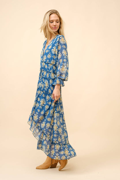 Chiffon Tiered High Low Maxi Dress