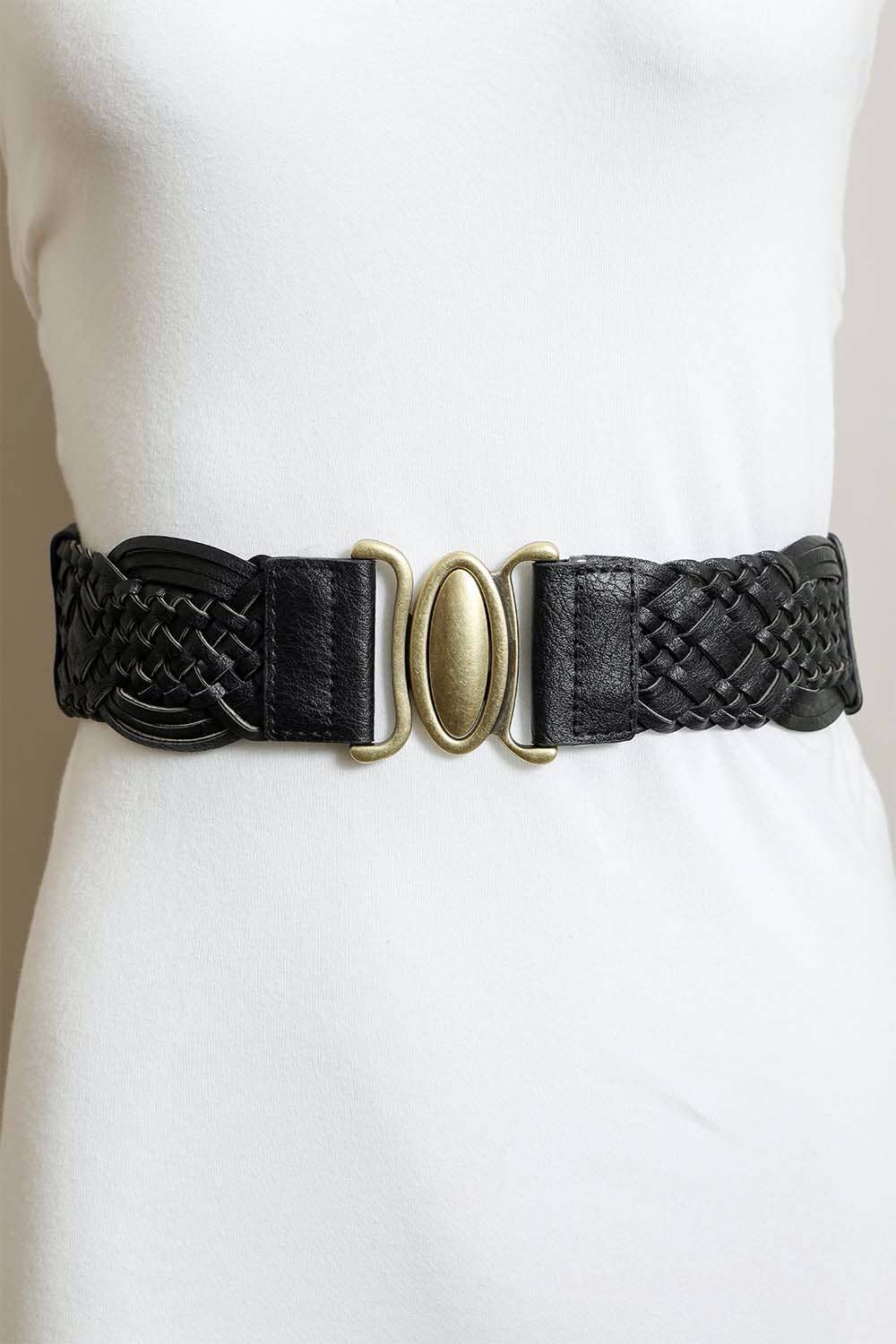 Oval Buckle Braided Elastic Belt - Black, Brown & Camel 🤎