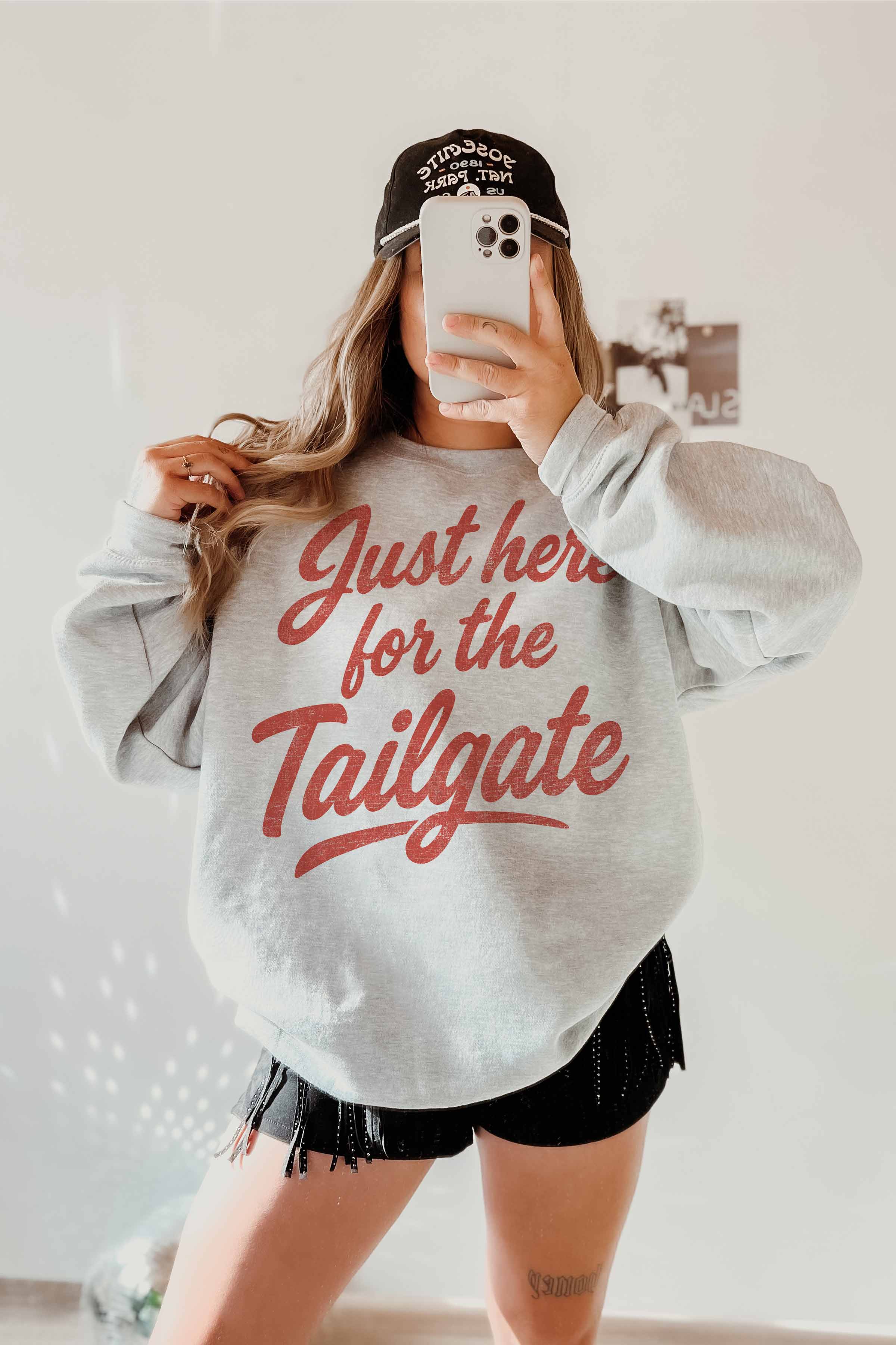 Just Here For The Tailgate Oversized Crewneck