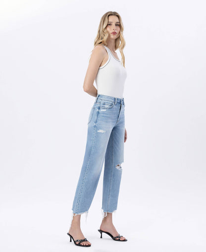 Flying Monkey - HIGH RISE DISTRESSED CROP SLIM WIDE JEANS