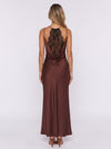 Chocolate Lace Back Satin Gown