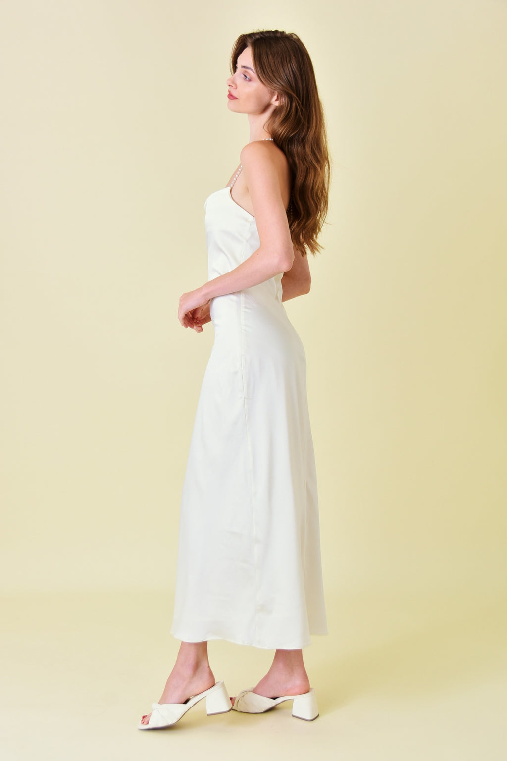 Pearl Strap Cowl Neck Slip Dress
