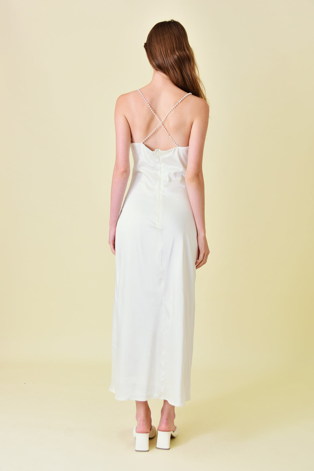 Pearl Strap Cowl Neck Slip Dress