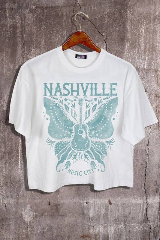 Nashville Music City Graphic Crop Tee