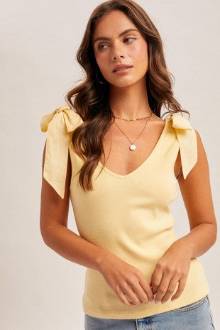 Hem & Thread Bow Tie V Neck