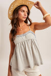 Hem & Thread Ruffle Stripe Cami Top