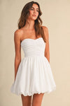 Klesis Ruched Strapless Bubble Mini Dress