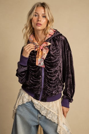 The Velvet Vibe Ruched Hoodie