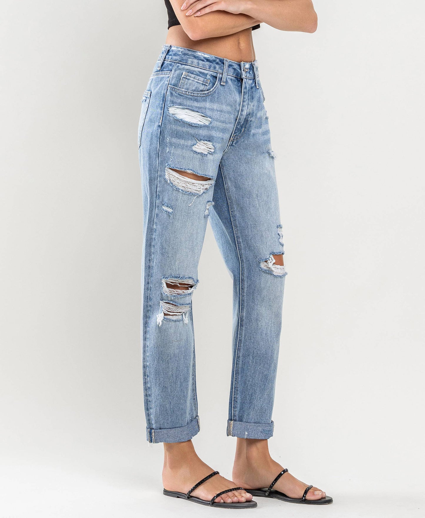 Flying Monkey - HIGH RISE CUFFED BOYFRIEND JEANS
