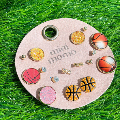 Sports Stud Earrings for Women - Basketball Assorted Set
