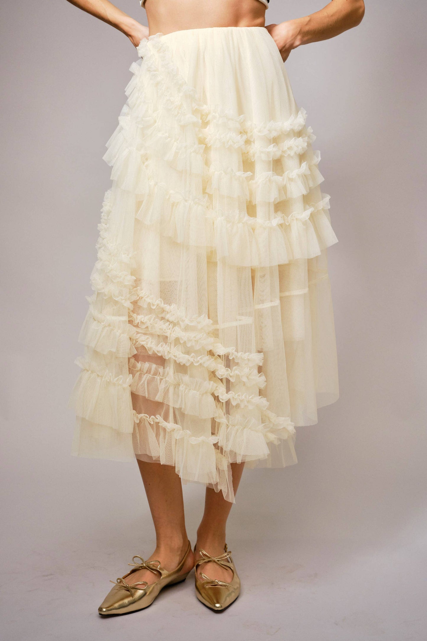 Tulle Ruffle Maxi Skirt