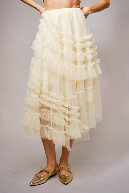 Tulle Ruffle Maxi Skirt