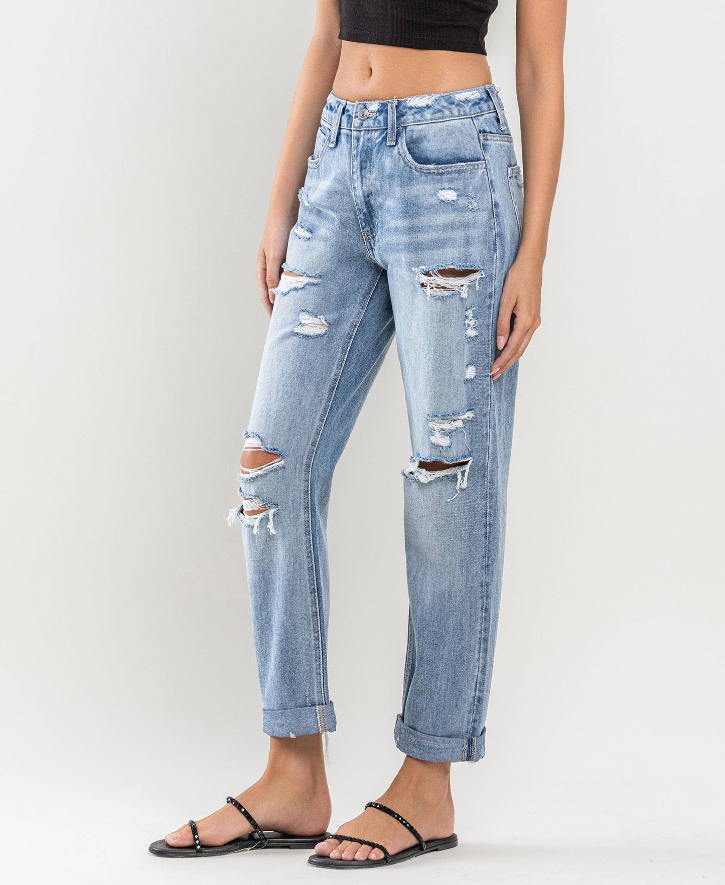 Flying Monkey - HIGH RISE CUFFED BOYFRIEND JEANS