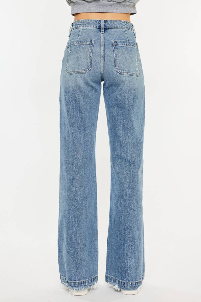 Kan can - high rise wide flare jeans