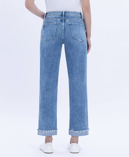 Flying Monkey- High Rise Cuffed Cropped Straight Jeans