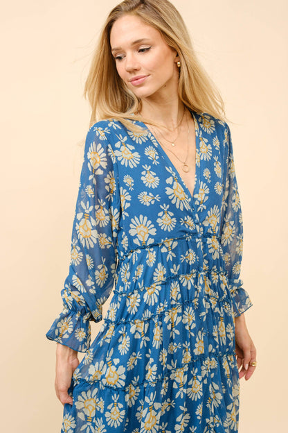 Chiffon Tiered High Low Maxi Dress