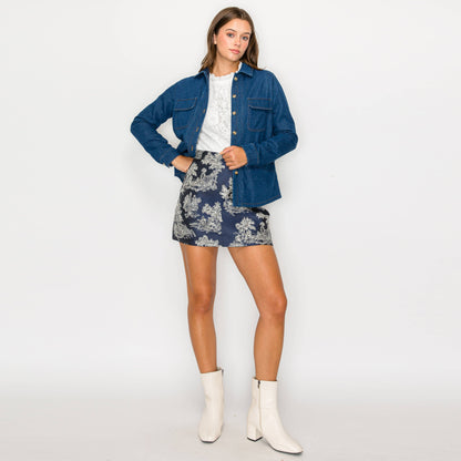 Toile jacquard pattern mini skirt