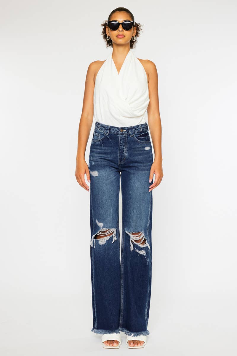 KanCan - 90s Ultra High Rise Fray Hem Flare