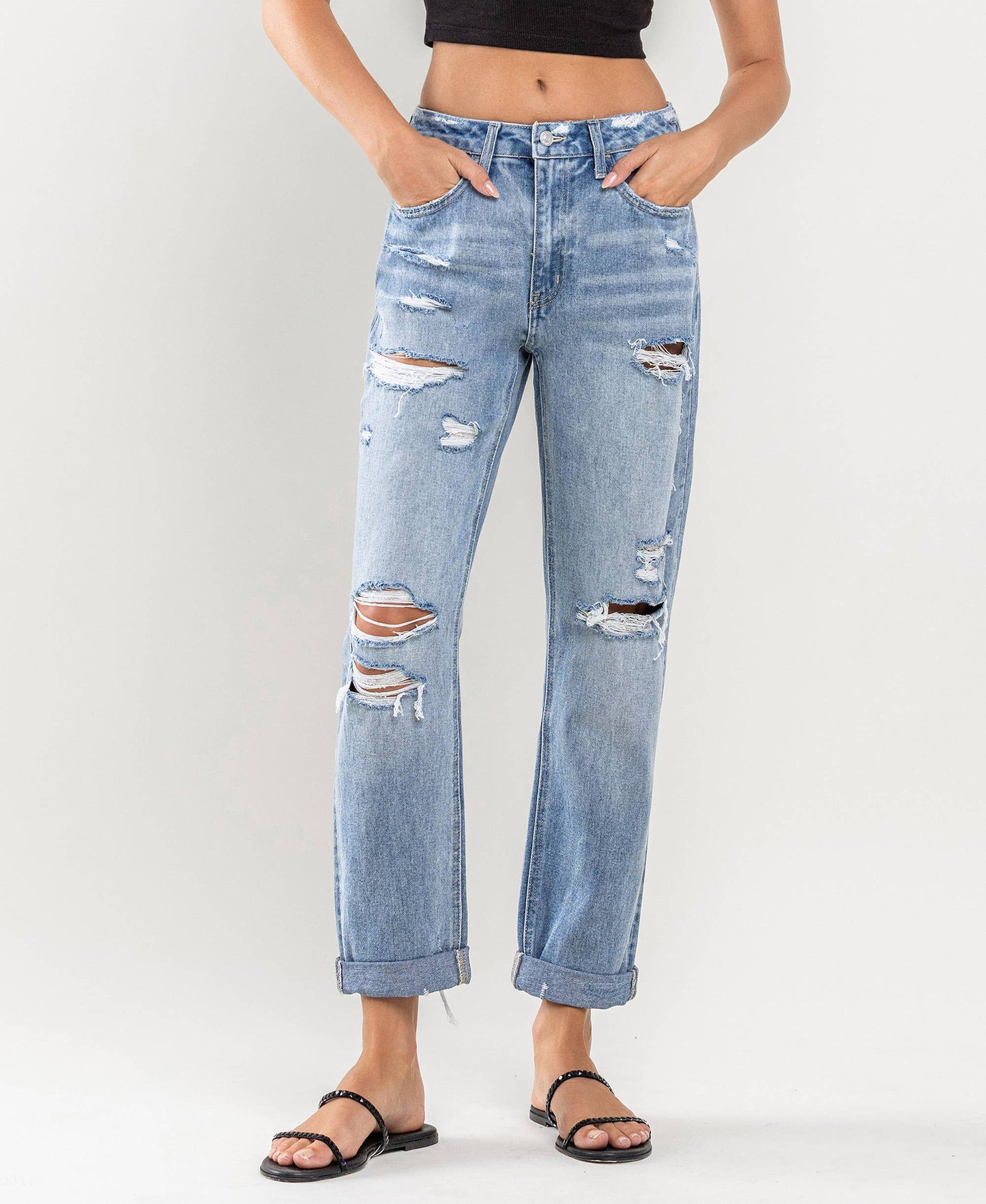 Flying Monkey - HIGH RISE CUFFED BOYFRIEND JEANS