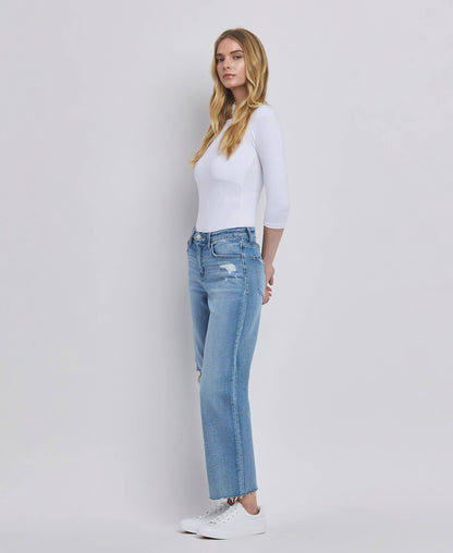 Flying Monkey- HIGH RISE CROP SLIM WIDE JEANS