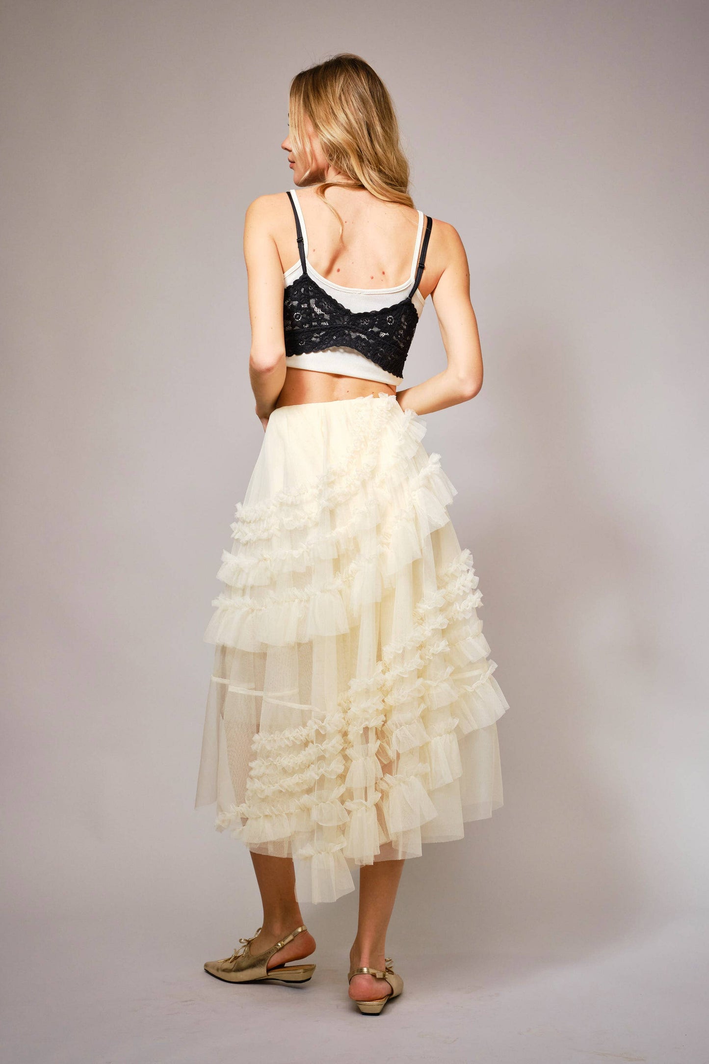 Tulle Ruffle Maxi Skirt