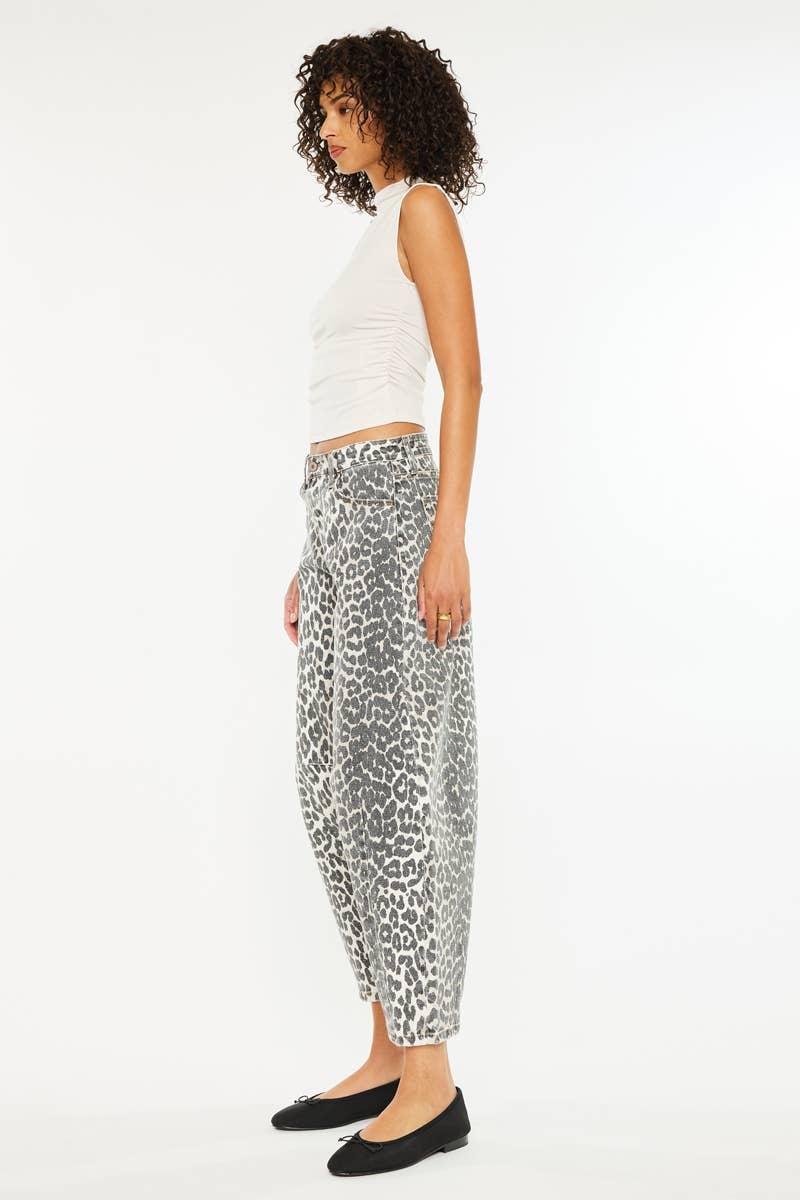 KanCan USA- High Rise Leopard Horseshoe Jeans