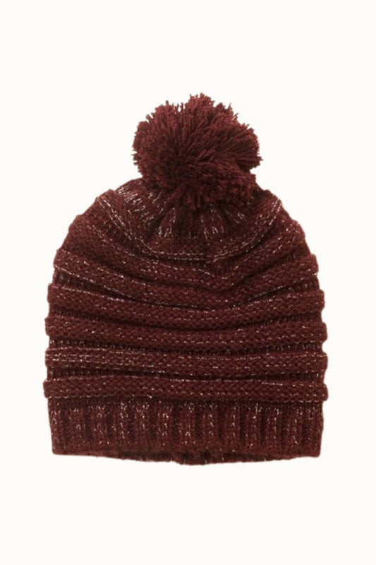 Chunky Ribbed Pompom CC Beanie, Ultra Soft Plush, OSFM
