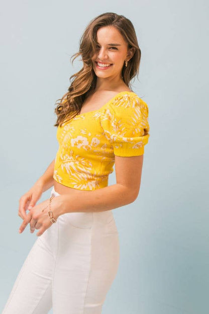 A jacquard sweater knit top